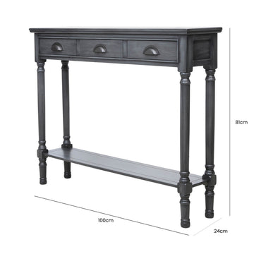 3 Drawer Medium Grey Console Table