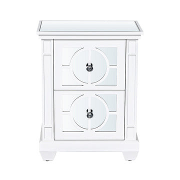 2 Drawer White Wood Bedside Cabinet