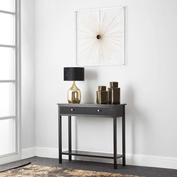 Black Wood 2 Drawer Console Table