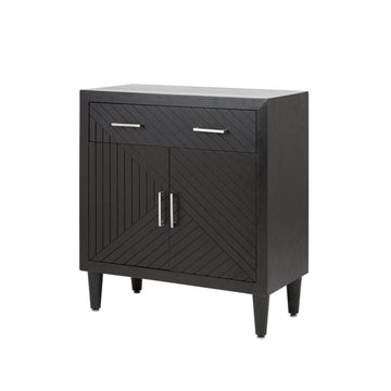 Black 1 Drawer 2 Door Cabinet