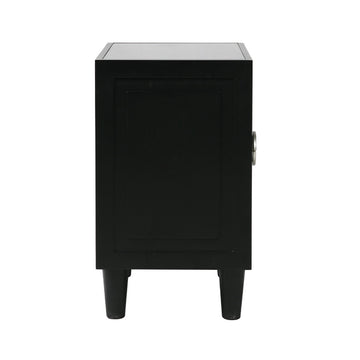 2 Black Drawers Bedroom Cabinet with Smoked Mirrored Top