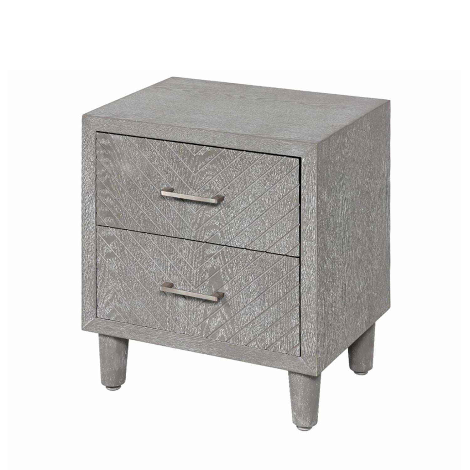 Grey Wood 2 Drawer Bedside Cabinet