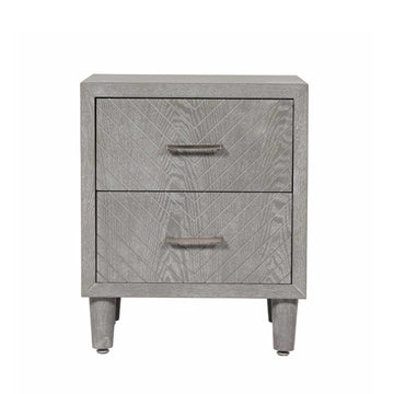 Grey Wood 2 Drawer Bedside Cabinet