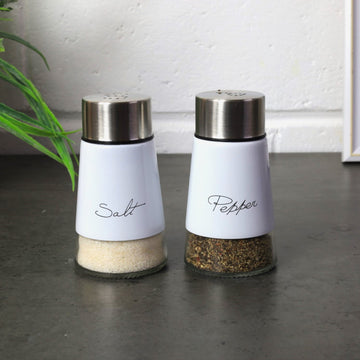 Salt & Pepper Shakers Stainless Steel and Glass