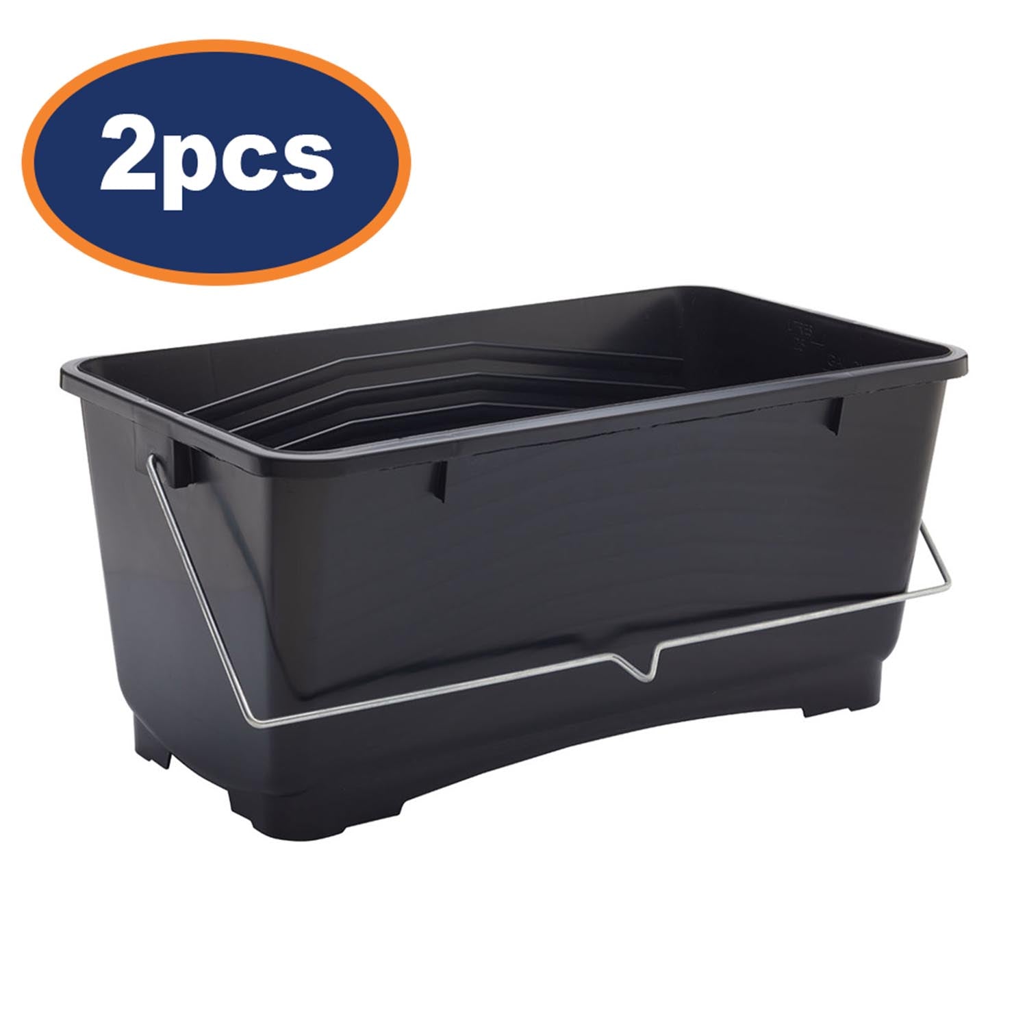 2Pcs 25 Litres Prodec Black Bucket with Metal Handle Paint Scuttle