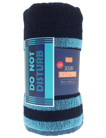 Jacquard Do Not Disturb Jumbo Beach Towel - Green & Blue