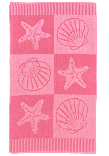 Jacquard Seashells & Starfish Jumbo Beach Towel - Pink