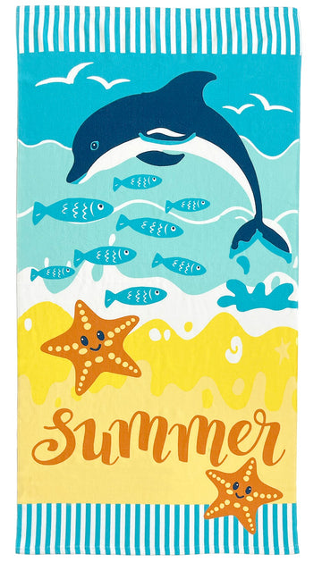 Dolphin Kids Beach Towel - Blue