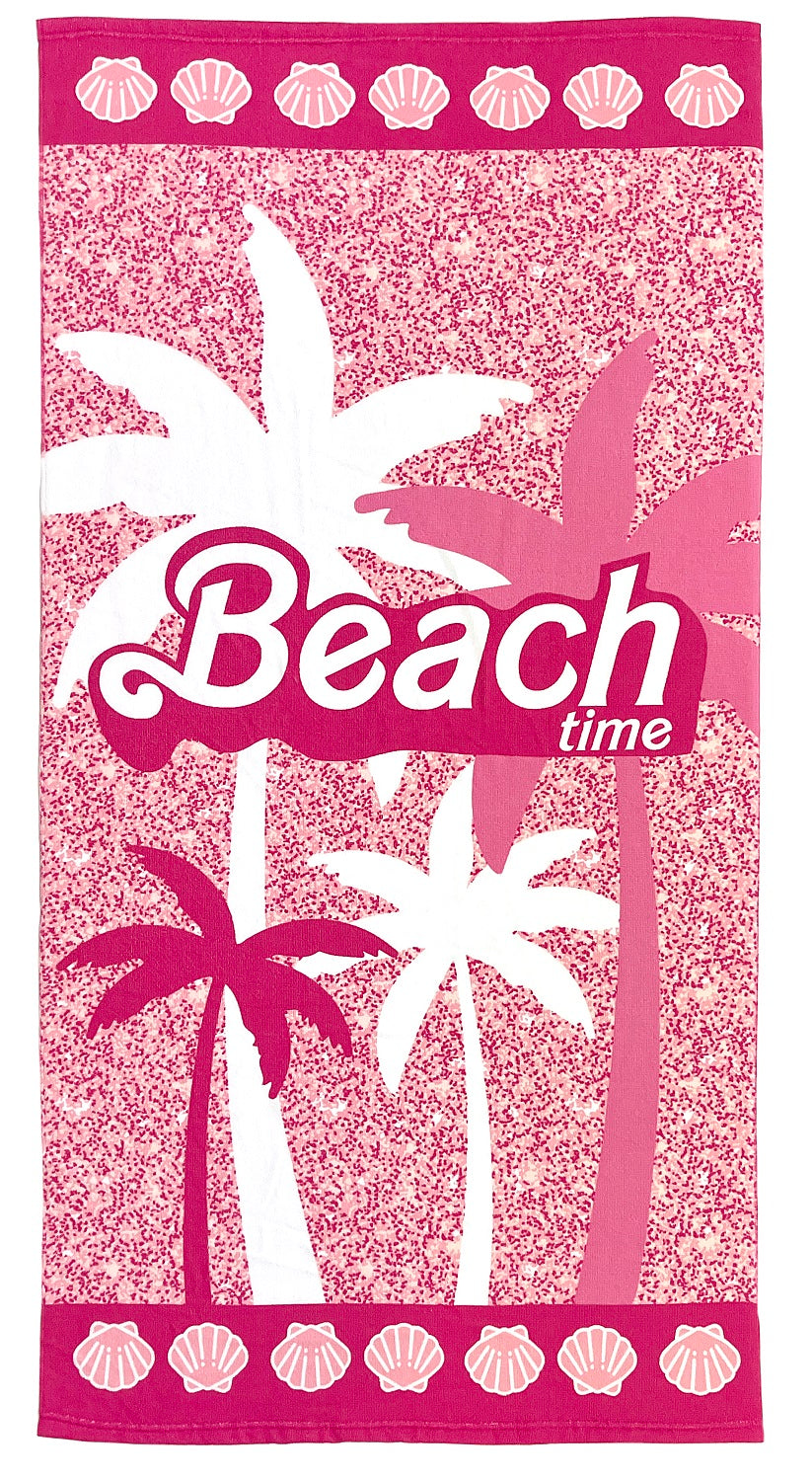 Palm Tree Beach Kids Girls Beach Towel - Pink