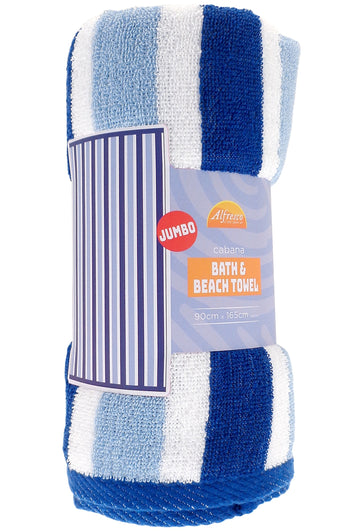 Jacquard Striped Jumbo Beach Towel - Blue