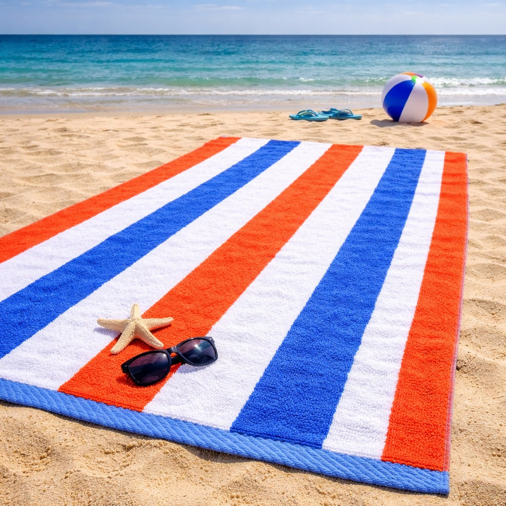 Jacquard Striped Jumbo Beach Towel - Orange