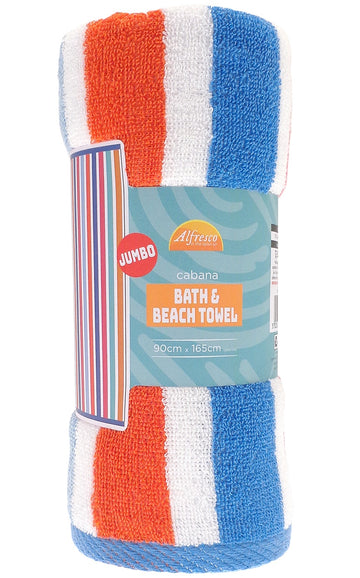 Jacquard Striped Jumbo Beach Towel - Orange