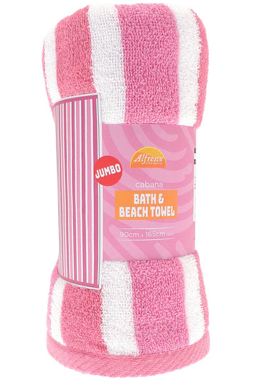 Jacquard Striped Jumbo Beach Towel - Pink