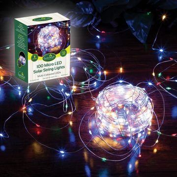 100 LED Solar Micro LED Multicoloured Fairy Lights