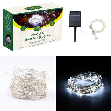 2-Pack Bright White Solar Powered Micro LED String Lights With 8 Modes