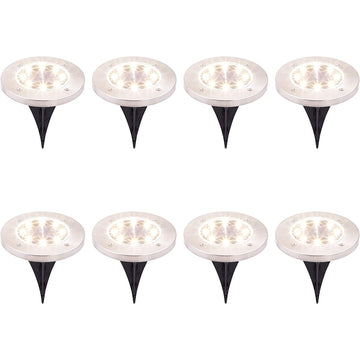 GardenKraft Pack of 8 Solar Powered Waterproof Ground Lights