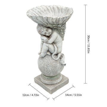 Angel & Shell Bird Bath Granite Stone