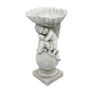 Angel & Shell Bird Bath Granite Stone