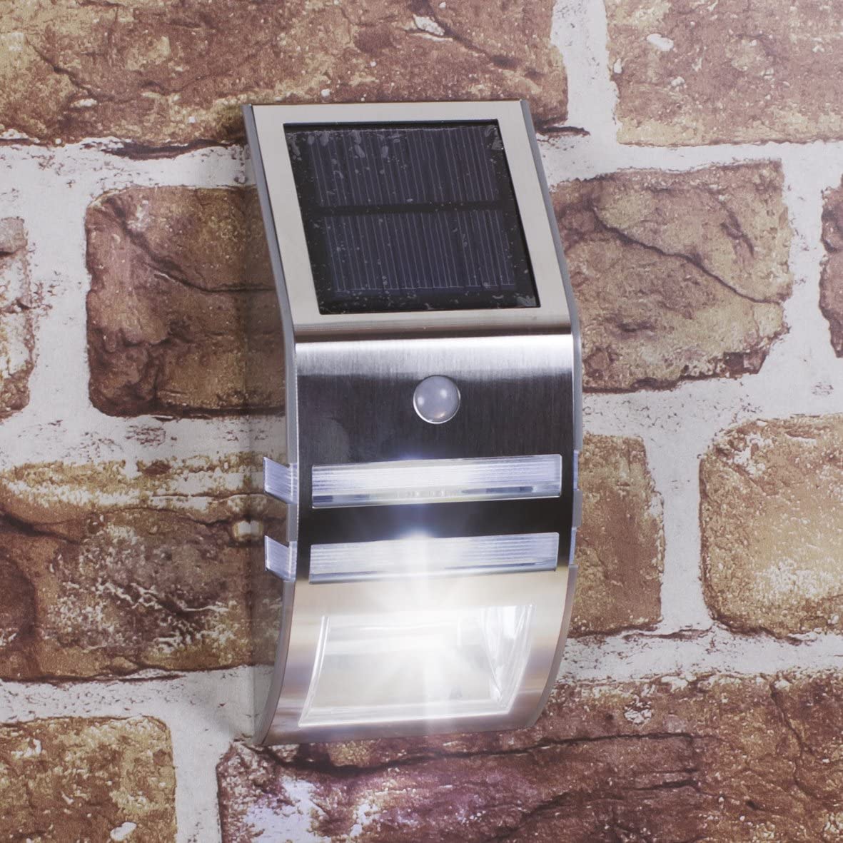 GardenKraft Stainless Steel Solar Sensor Security Wall Light