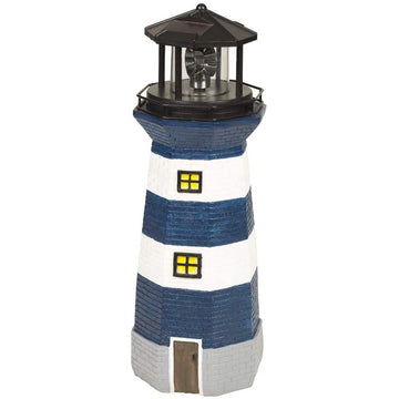 GardenKraft 40cm Blue Solar Powered Revolving LED Lighthouse