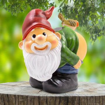 23cm Weatherproof Garden Gnome Statue Solar Powered LED