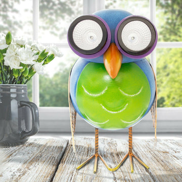 28.5cm Weatherproof Garden Metal Owl  Statue Solar Powered LED
