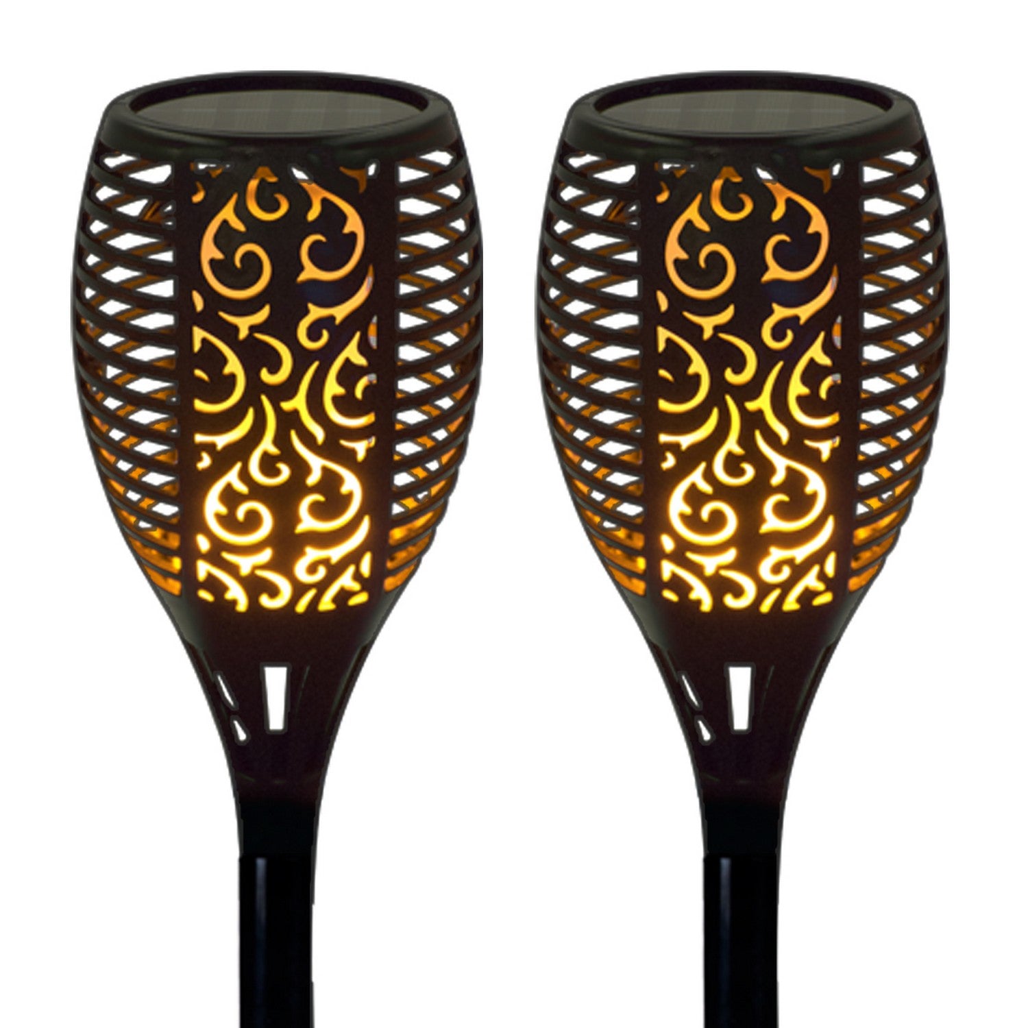 Pack of 2 Black Flicker Flame Effect Torch Stake Light