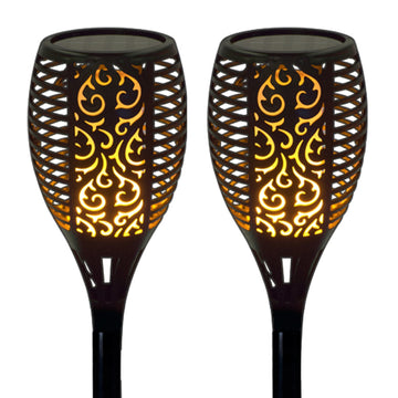 Pack of 2 Black Flicker Flame Effect Torch Stake Light