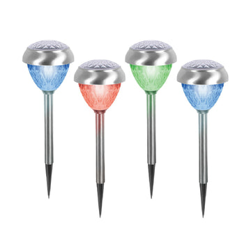 Diamond Cut Solar Powered Garden Lights 4 Pcs
