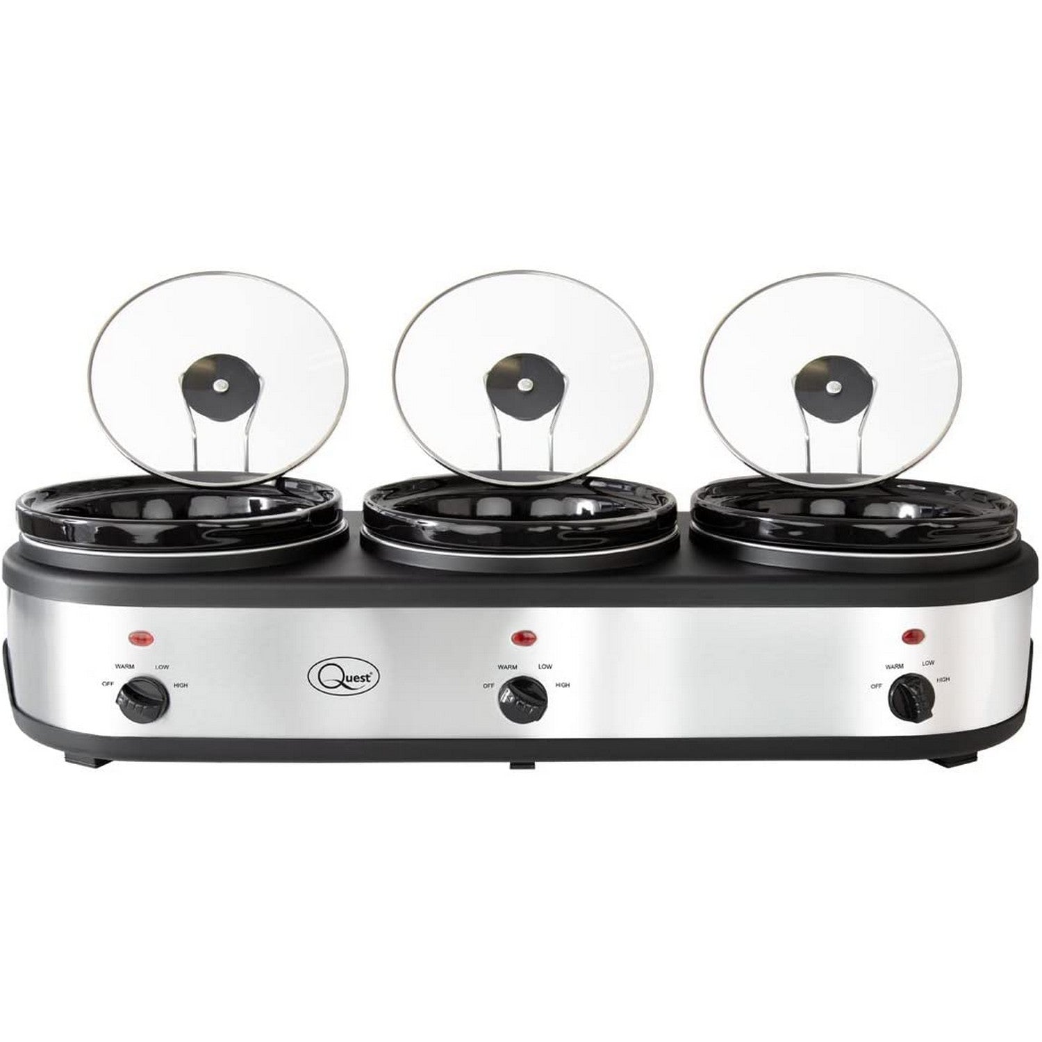 Quest 420W Silver 3 Electric Pot Slow Cooker & Buffet Server