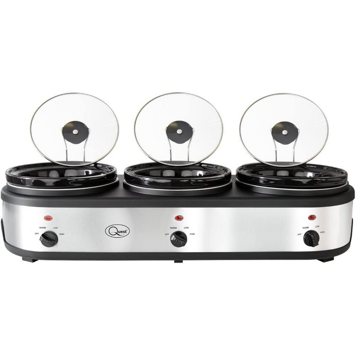 Quest 420W Silver 3 Electric Pot Slow Cooker & Buffet Server