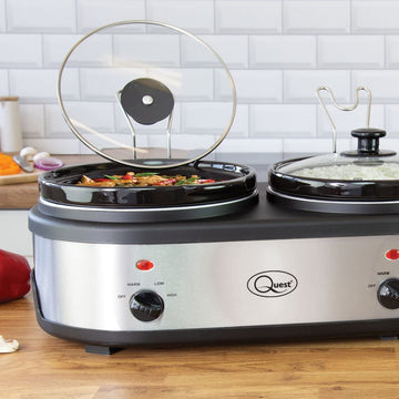 Quest 420W Silver 3 Electric Pot Slow Cooker & Buffet Server
