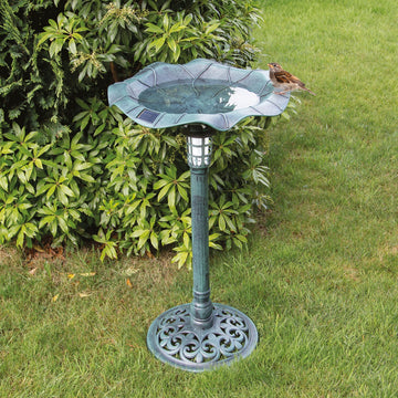 GardenKraft Solar Outdoor Garden Bird Bath With Light