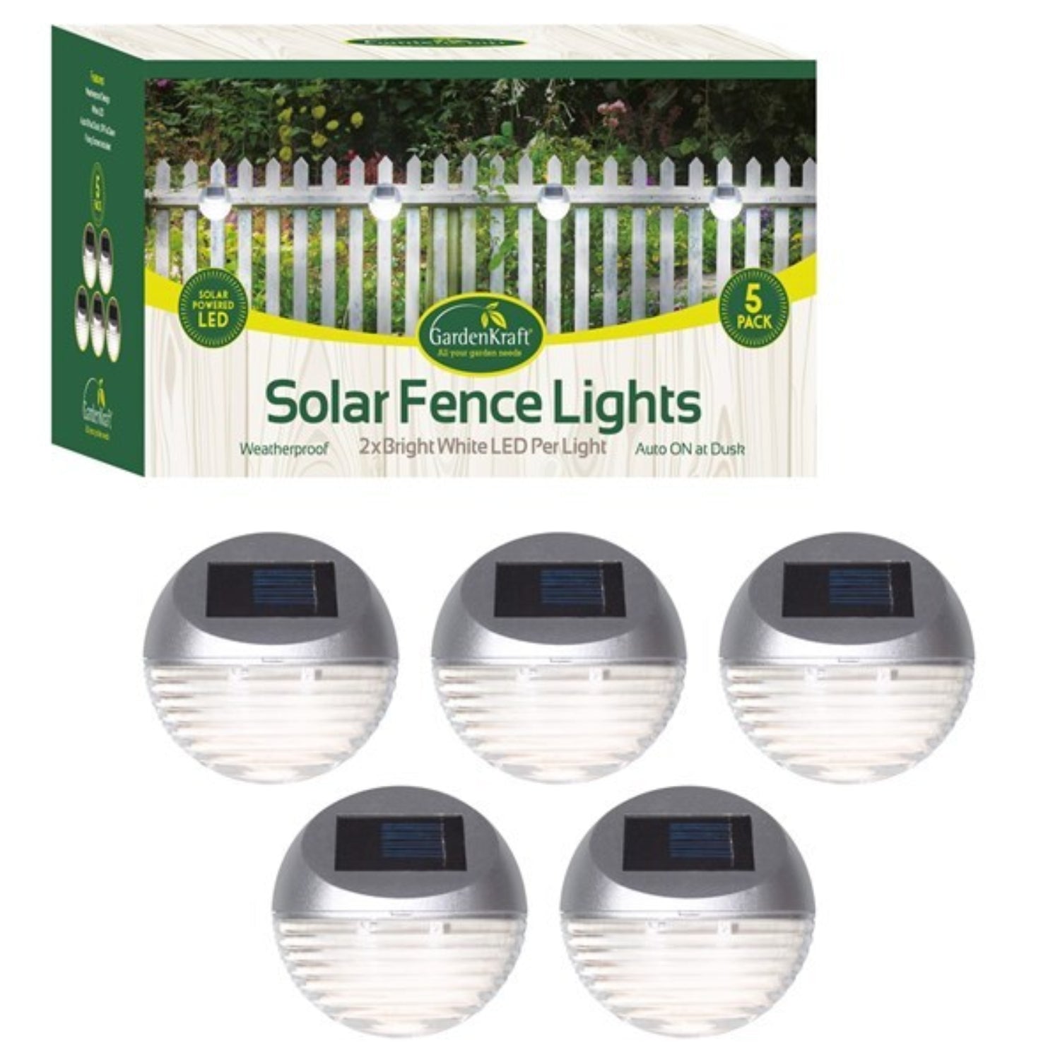 White Solar Powered Fence Lights