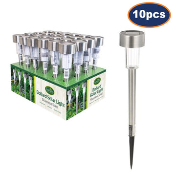 10Pc Bollard Solar Powered Garden Light
