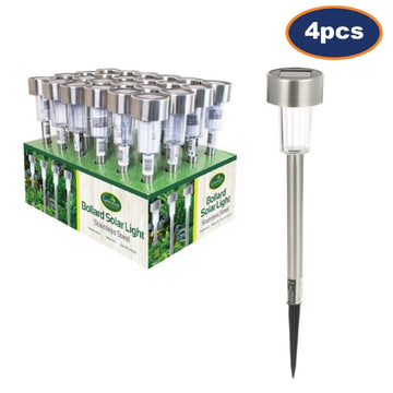 4Pc Bollard Solar Powered Garden Light