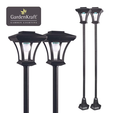 Solar Powered Garden LEDs Lamp Post 2 Pcs