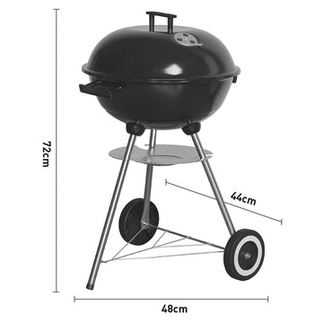 17" Stainless Steel Portable BBQ Grill with Lid & Wheels
