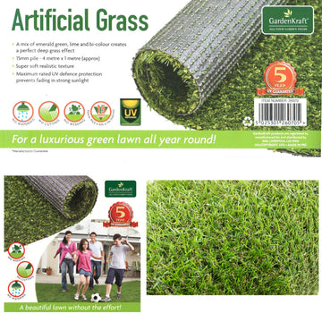 15mm Artificial Lawn Grass 4m x 1m Roll