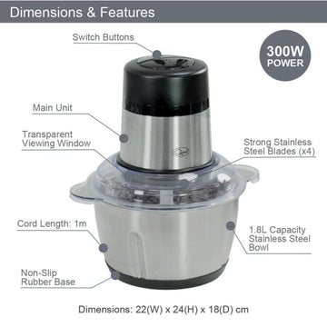 Quest Stainless Steel Food Chopper 1.8L