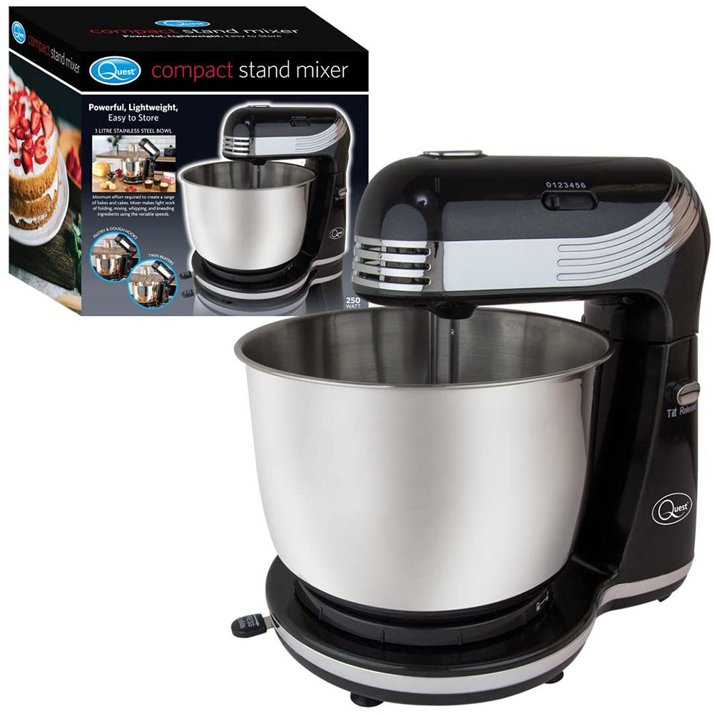 Quest 3 Litre 6 Speed Black Compact Stand Mixer