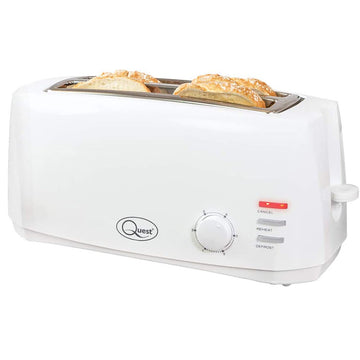 Quest 1400W White 4 Slice Extra Wide Slots Toaster