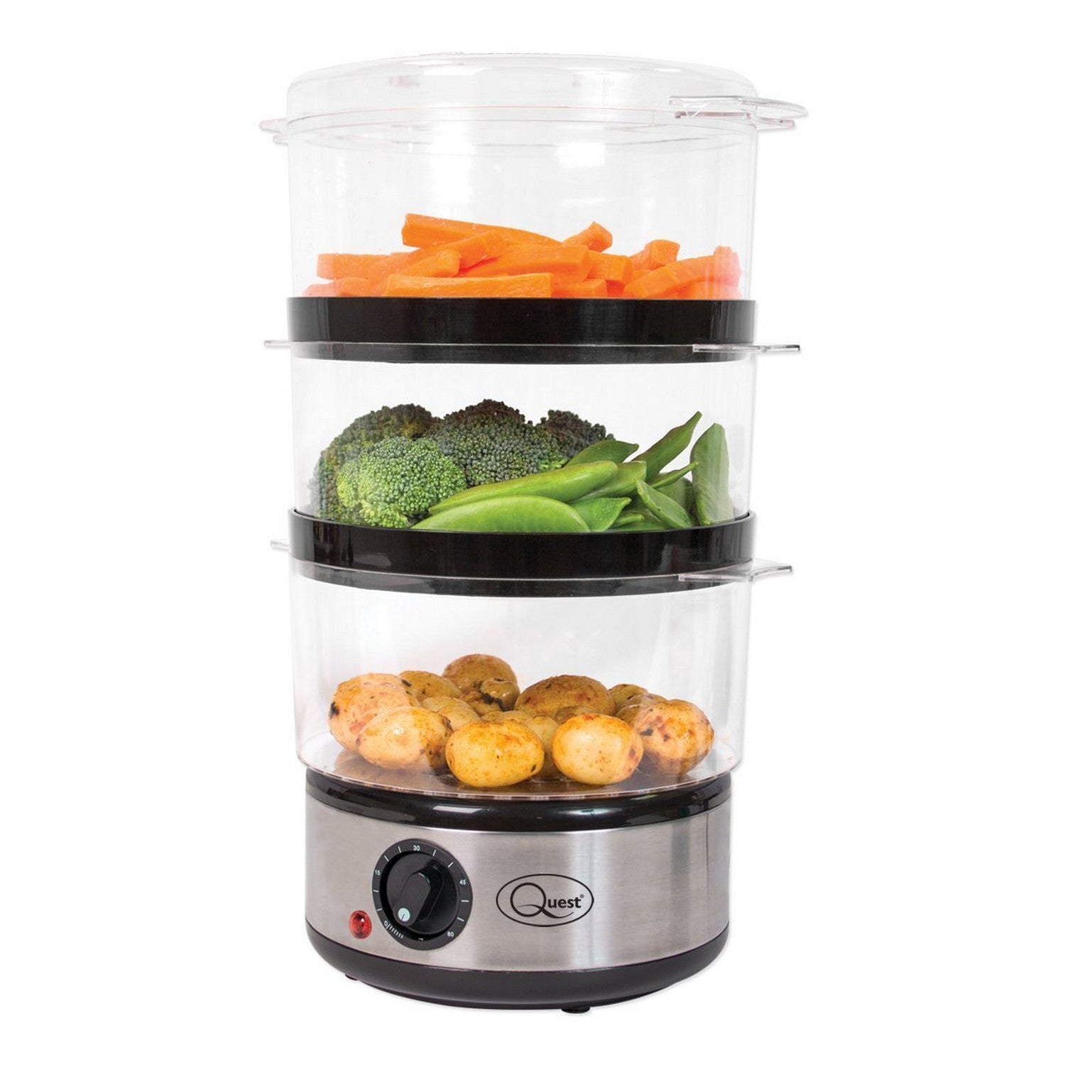 Quest 3 Layer Electric Compact 6litre Food Steamer