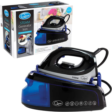 Quest 2400W Blue Ceramic Soleplate Steam Generator Iron