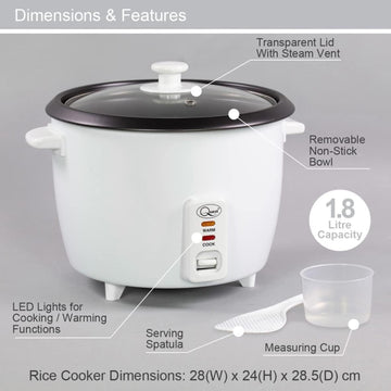 1.8 Litre Non-stick Electric Rice Cooker Kitchen Steamer 700W