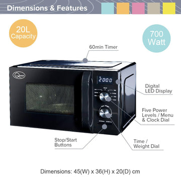 Quest 20L Digital Microwave Black
