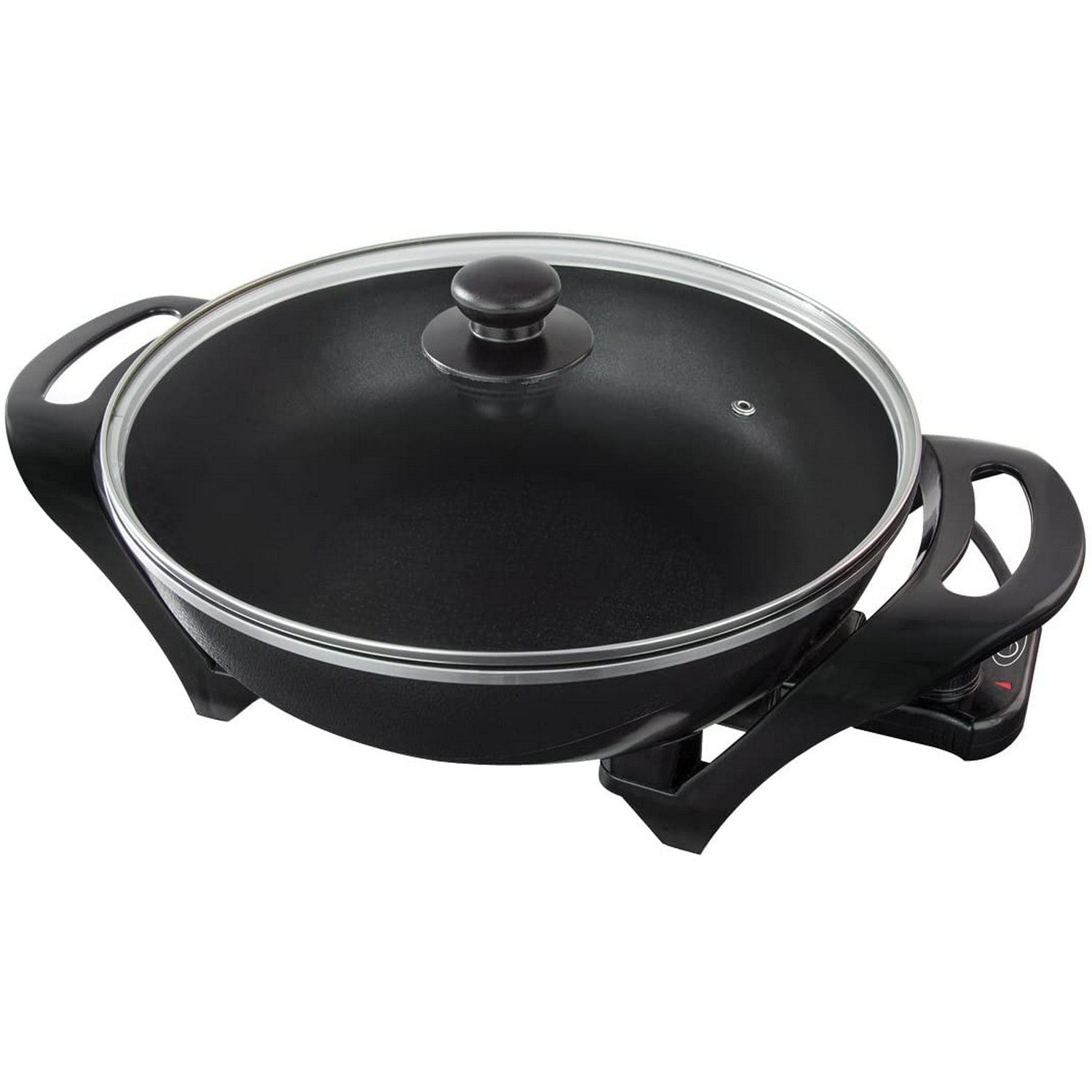 Quest 1500W Black Fast Heat Non-Stick Electric Wok with Lid