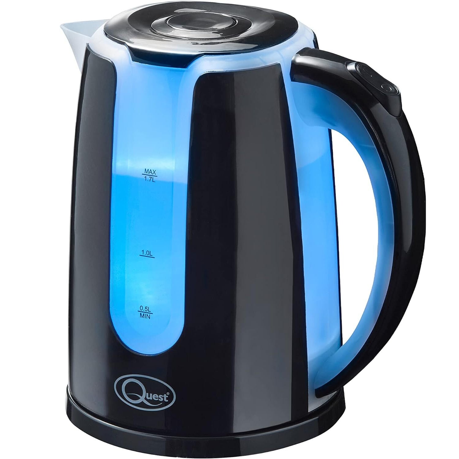 Quest 1.7L Black Dual LED Rapid Boil Cordless Electric Kettle