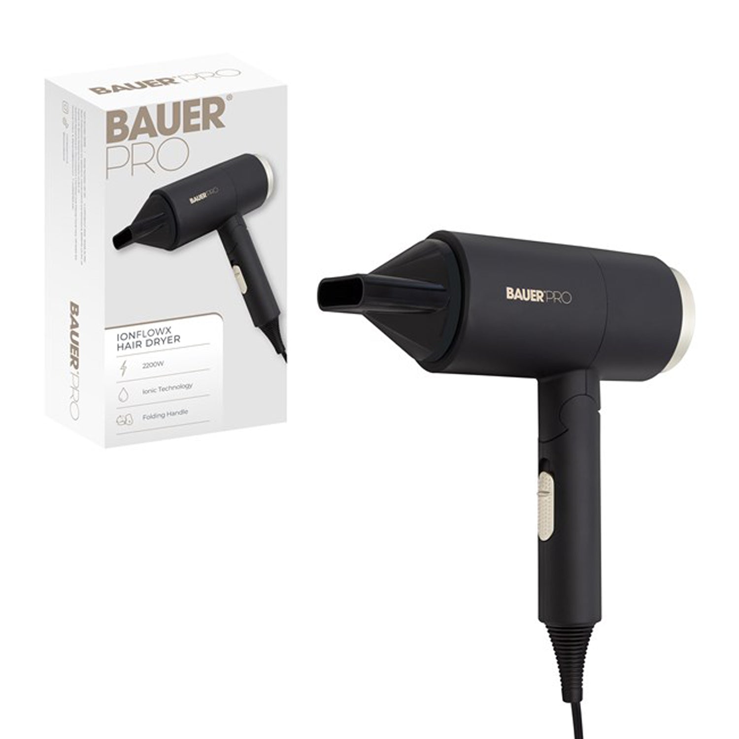 Bauer 2200WPRO ION FlowX Hair Dryer Black