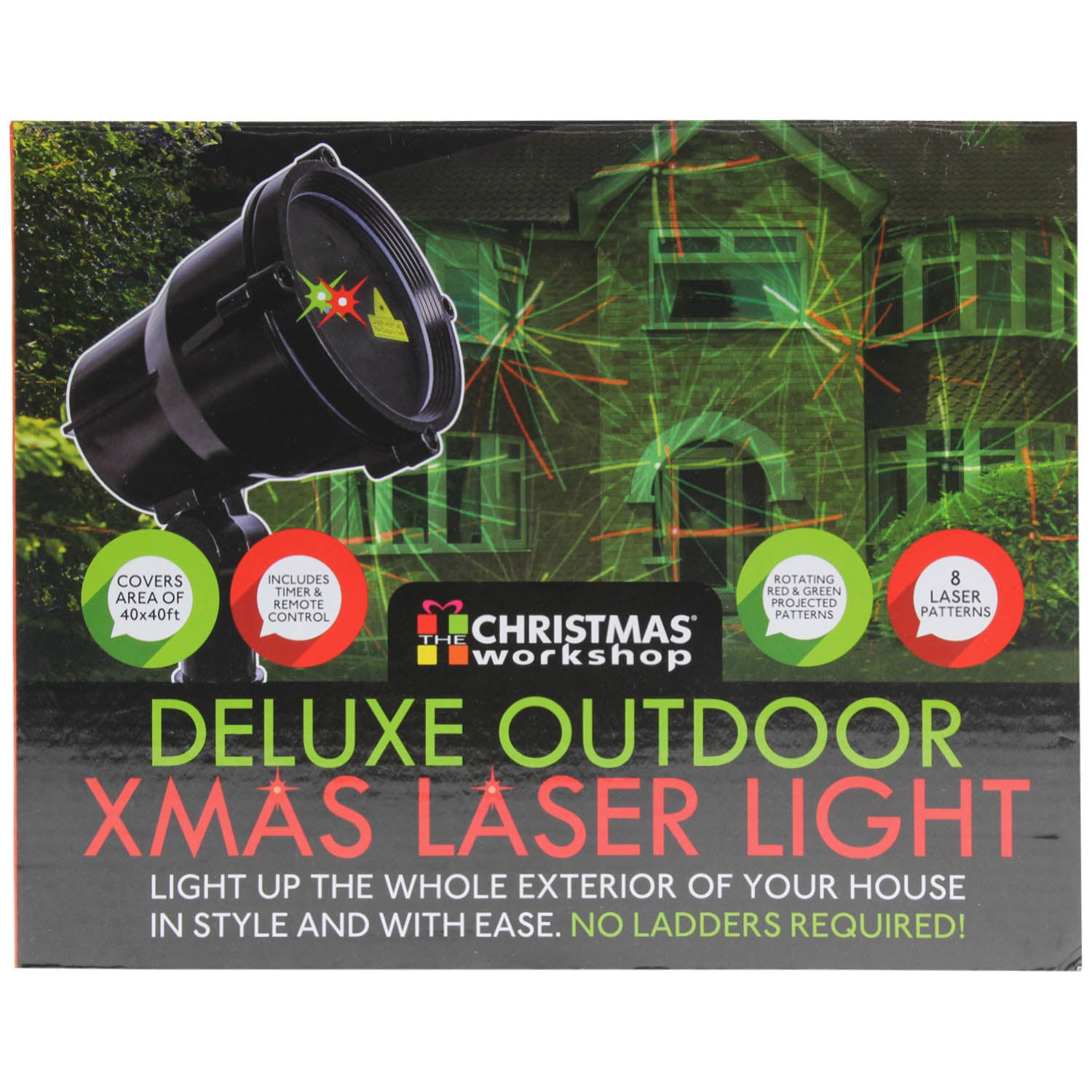 Christmas Workshop Garden Outdoor Red Green Laser Light